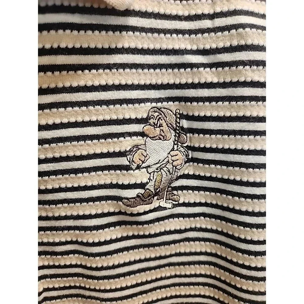 Vtg Walt Disney World Women's Polo Striped Golf Grumpy Seven Dwarfs Sz S Cotton - Picture 2 of 9